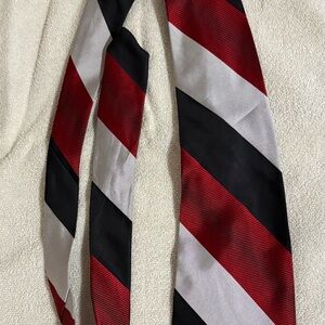 Elegant Red, Black, and White Striped Tie